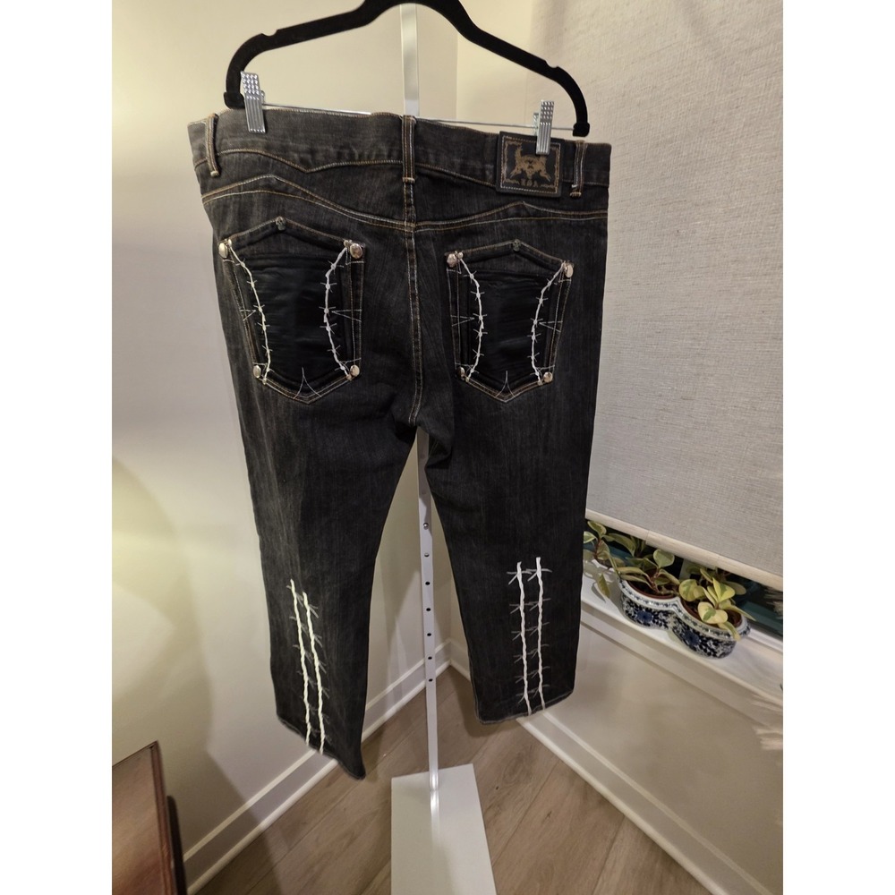 Vintage Y2K Inkslingers Black/White Embroidered Jeans Men 40x31 Skater Grunge